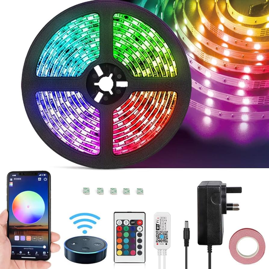 Smart Wifi LED Light Strip RGB 5050 Led Tape for Home Party Decor, TV backlight, Compatiable with Alexa Google Home