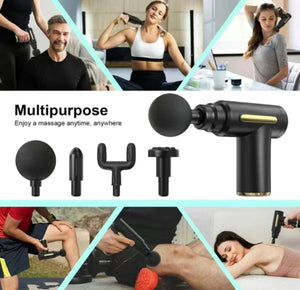 Portable Mini Fascia Gun, Muscle Back Head Massager with 4 Massage Heads, 6 Levels of Vibration Intensity, TYPE-C Charging.