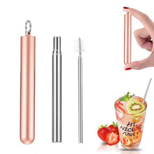 Load image into Gallery viewer, Portable Stainless Steel Telescopic Drinking Straw