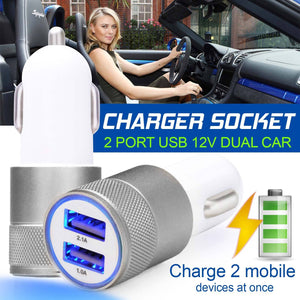 2.1A 1A Dual 2 Two Port USB Car Charger 12V Power Adapter