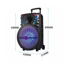 Load image into Gallery viewer, Portable Sound Amplifier 15inch Bluetooth Karaoke Speaker with Wireless Microphone Set Outdoor Trolley Battery High Power